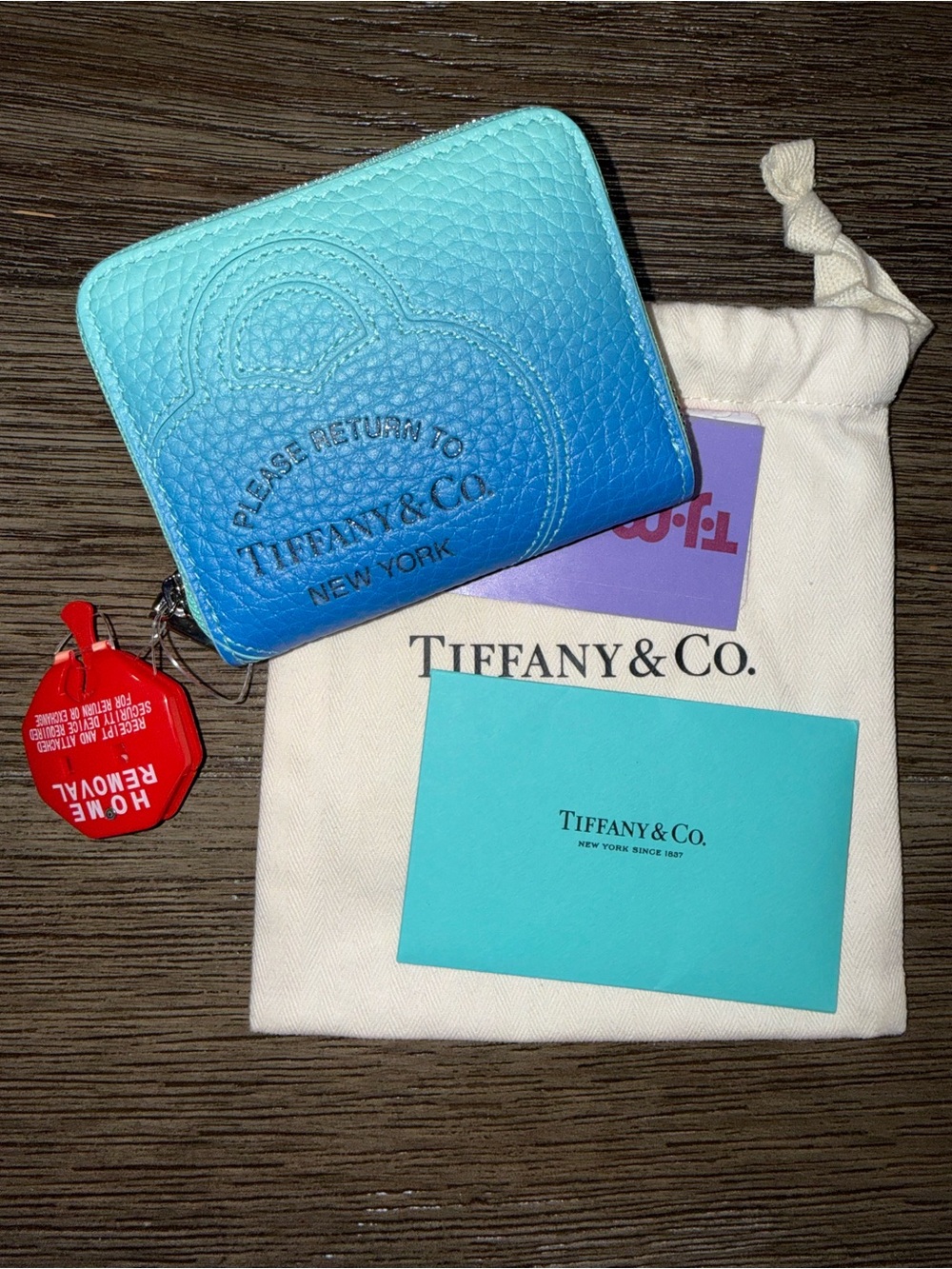 Tiffany & Co. Please Return To Tiffany Ombré Blue Leather Wallet